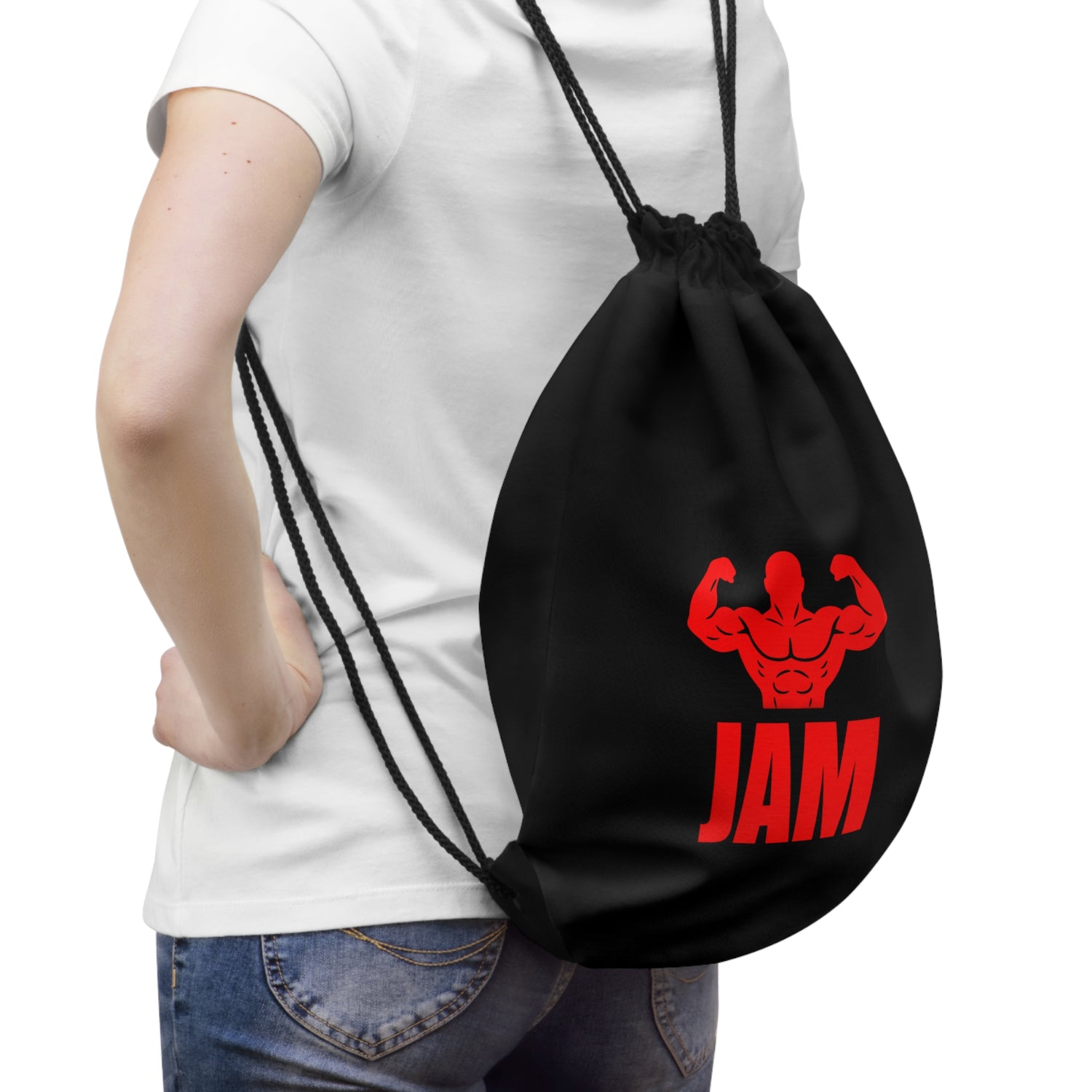 Muscle Silhouette JAM Drawstring Bag | Gym Workout Sports Sack
